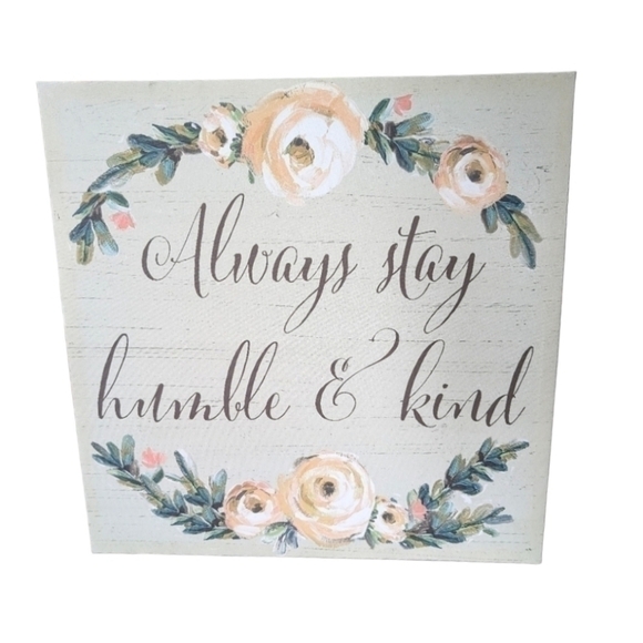 Boho Southwest Floral Stretched Canvas Wall Art, "Always Stay Humble & Kind" - Picture 5 of 5
